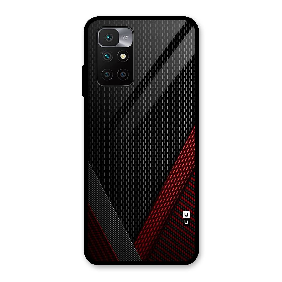 Classy Black Red Design Glass Back Case for Redmi 10 Prime