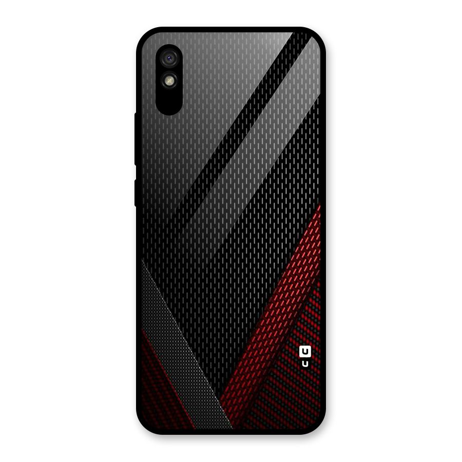 Classy Black Red Design Glass Back Case for Redmi 9A