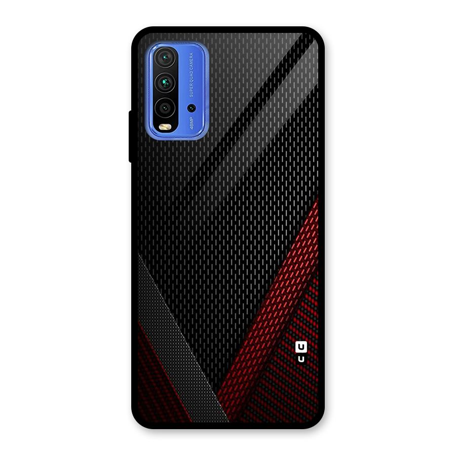 Classy Black Red Design Glass Back Case for Redmi 9 Power