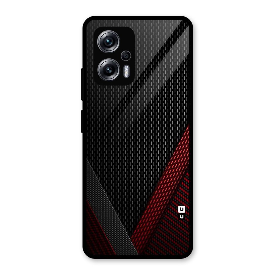 Classy Black Red Design Glass Back Case for Redmi K50i