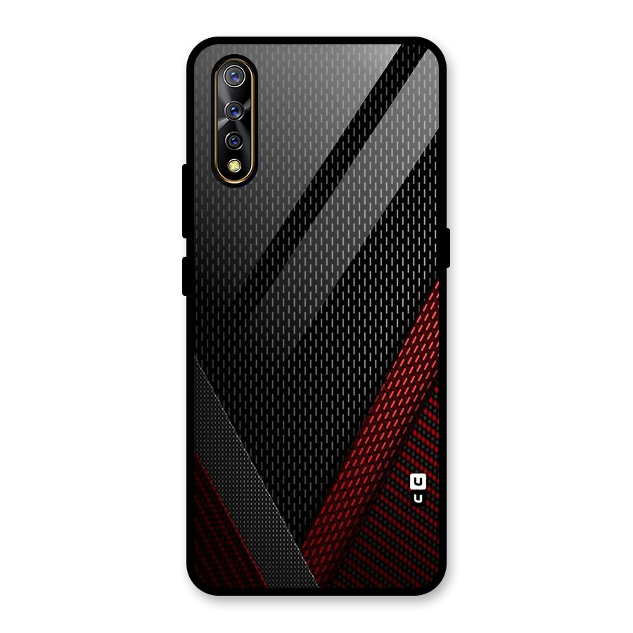Classy Black Red Design Glass Back Case for Vivo S1