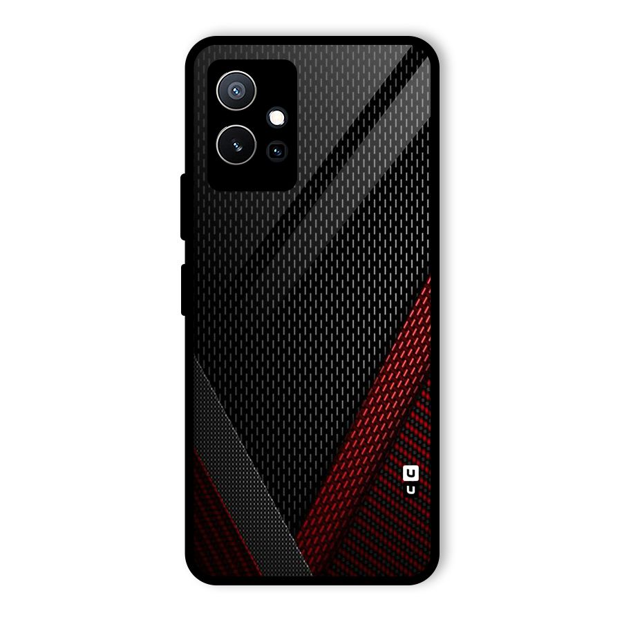 Classy Black Red Design Glass Back Case for Vivo T1 5G