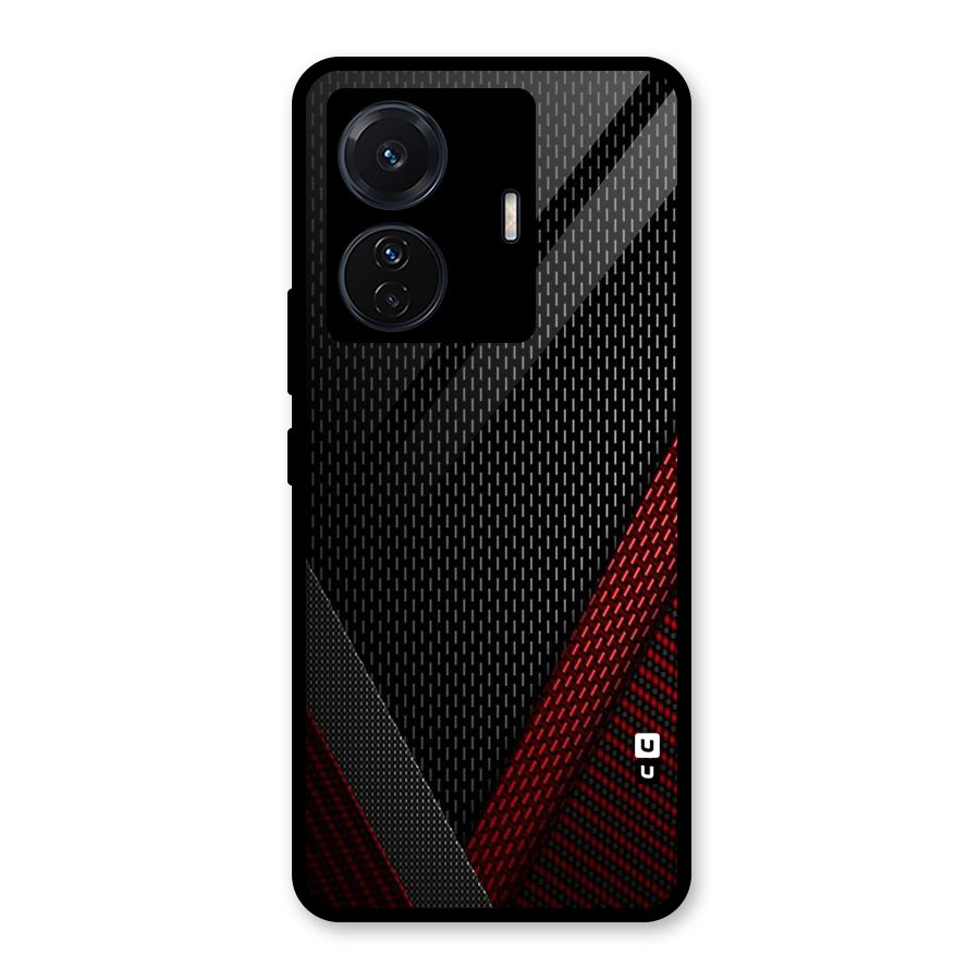Classy Black Red Design Glass Back Case for Vivo T1 Pro
