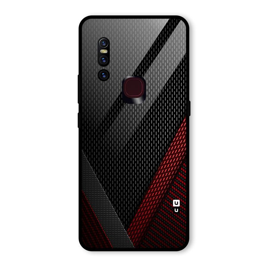 Classy Black Red Design Glass Back Case for Vivo V15