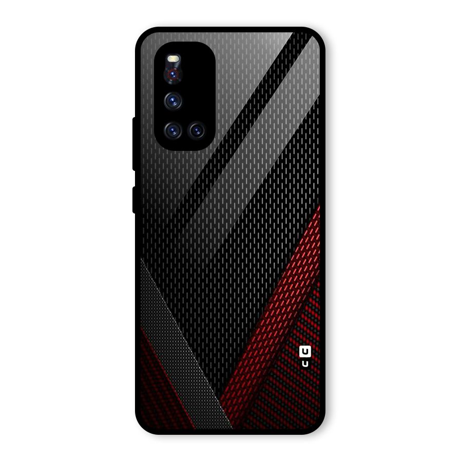 Classy Black Red Design Glass Back Case for Vivo V19