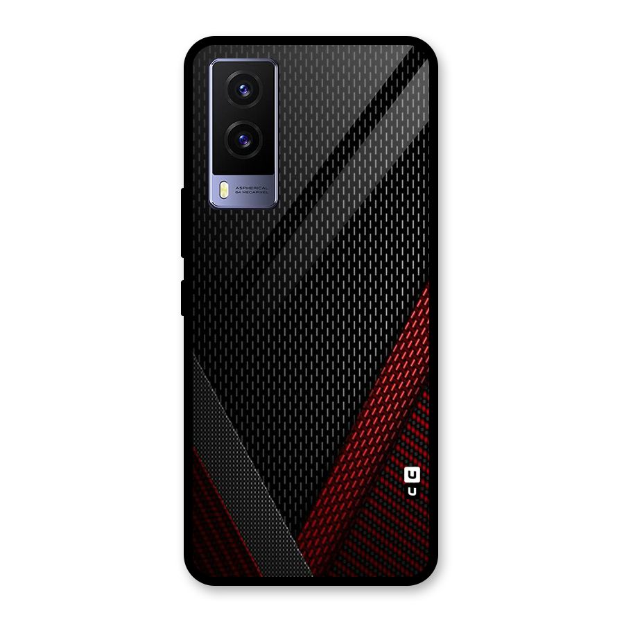 Classy Black Red Design Glass Back Case for Vivo V21e 5G