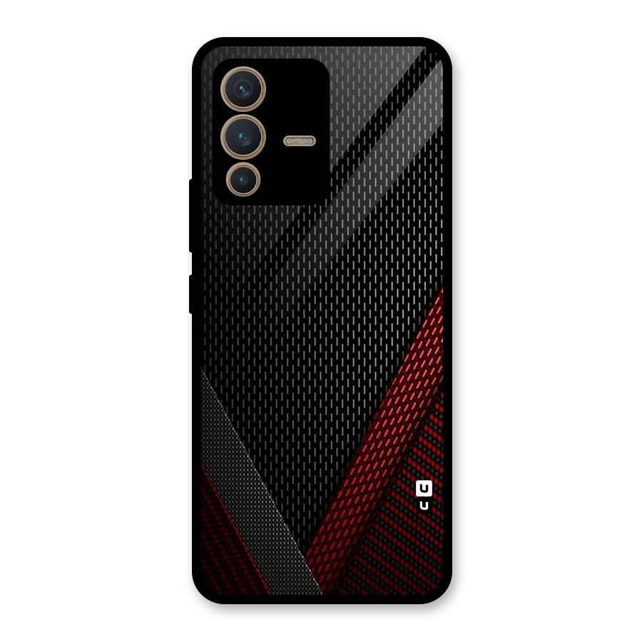 Classy Black Red Design Glass Back Case for Vivo V23 5G