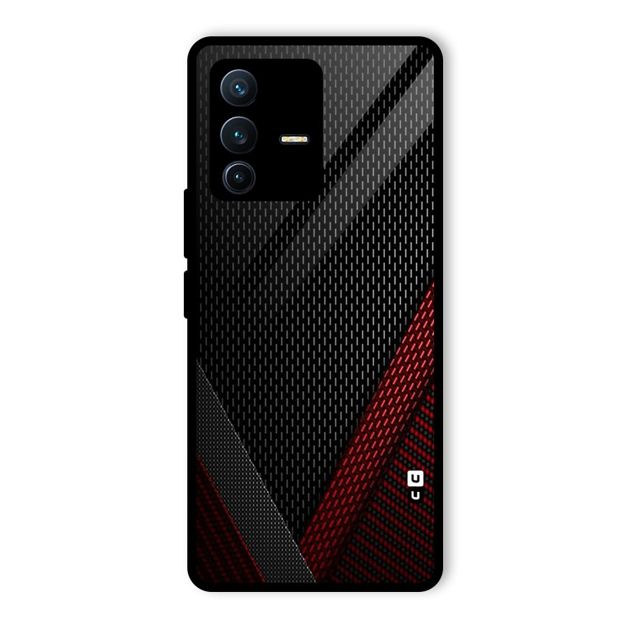 Classy Black Red Design Glass Back Case for Vivo V23 Pro