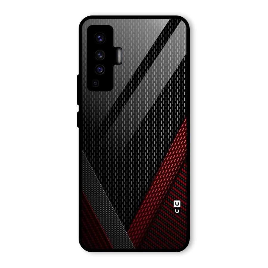 Classy Black Red Design Glass Back Case for Vivo X50