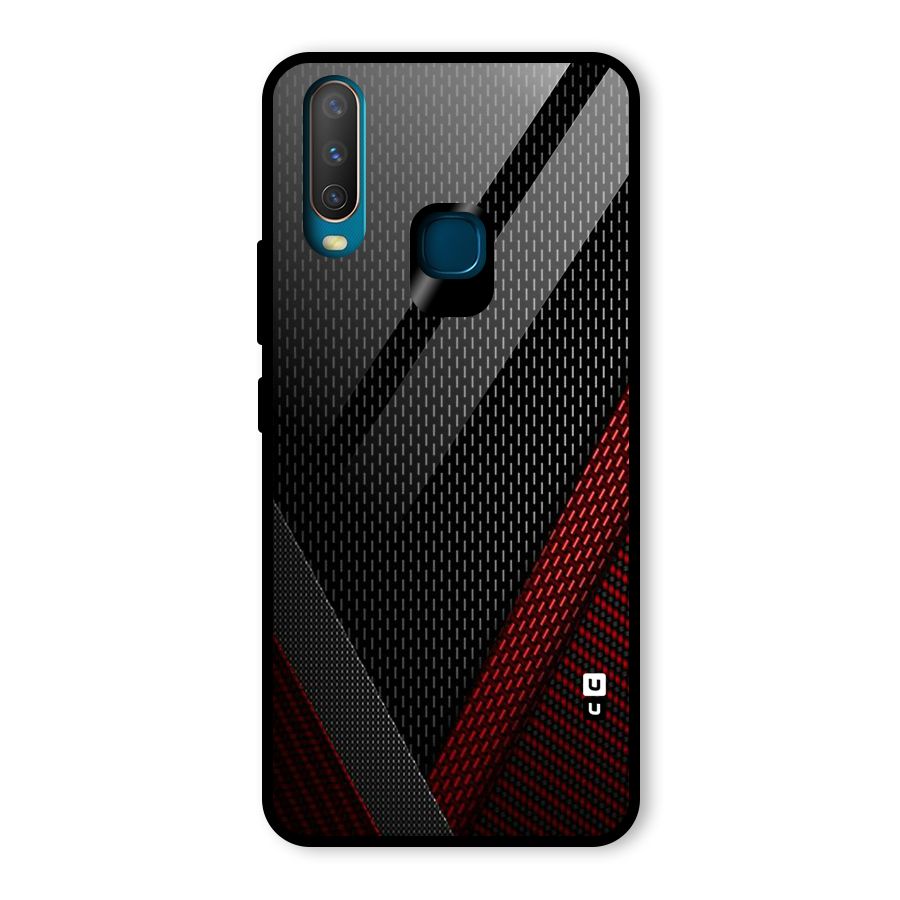 Classy Black Red Design Glass Back Case for Vivo Y15