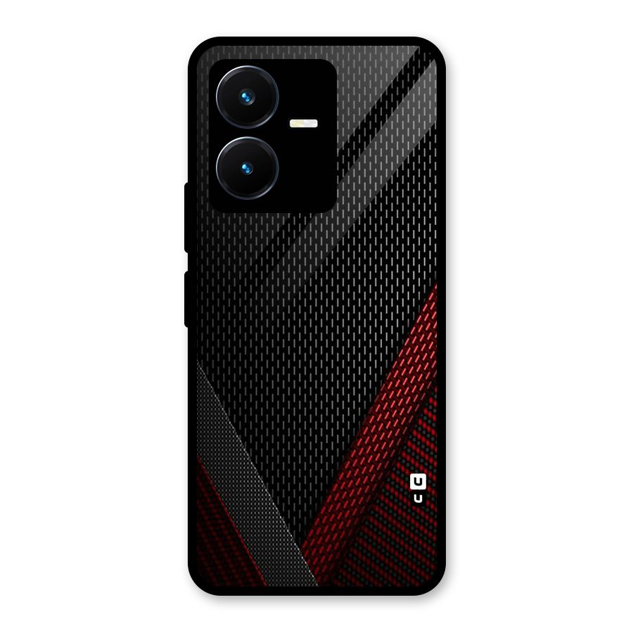 Classy Black Red Design Glass Back Case for Vivo Y22