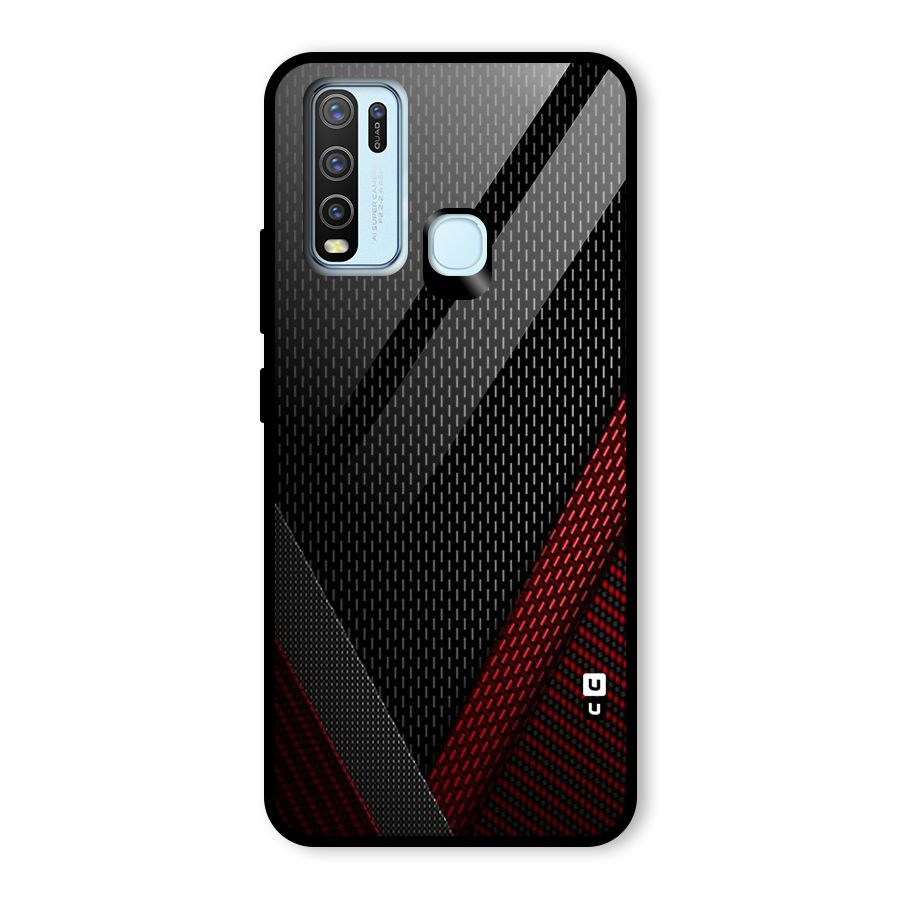 Classy Black Red Design Glass Back Case for Vivo Y50