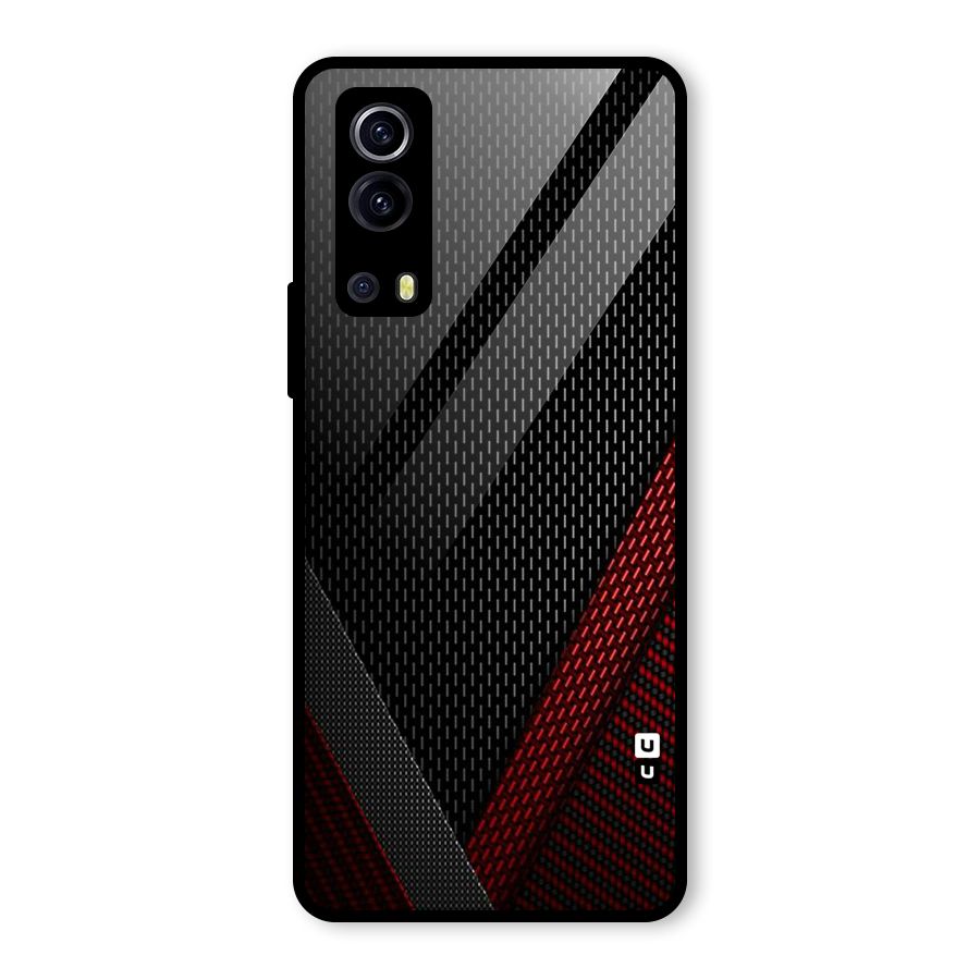 Classy Black Red Design Glass Back Case for Vivo iQOO Z3