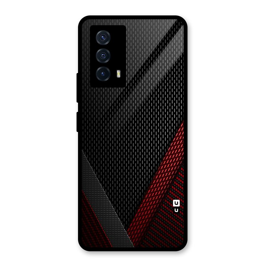 Classy Black Red Design Glass Back Case for Vivo iQOO Z5