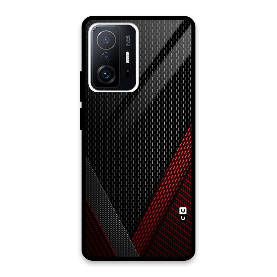 Classy Black Red Design Glass Back Case for Xiaomi 11T Pro