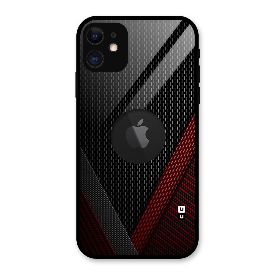 Classy Black Red Design Glass Back Case for iPhone 11 Logo Cut