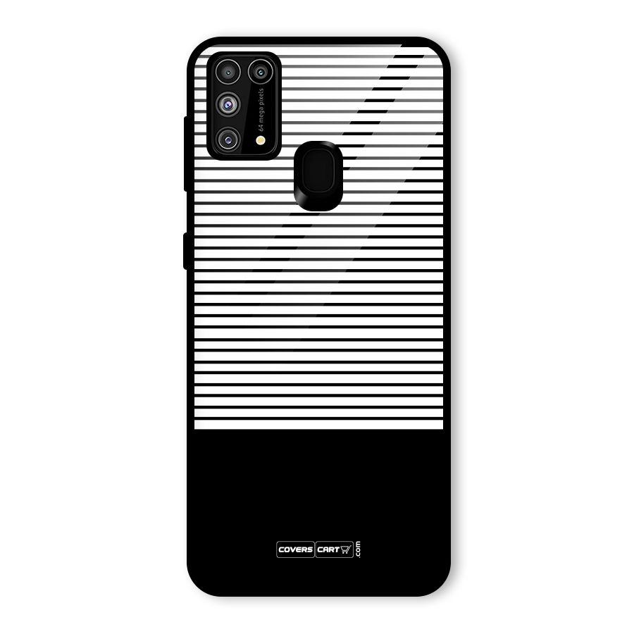 Classy Black Stripes Glass Back Case for Galaxy F41