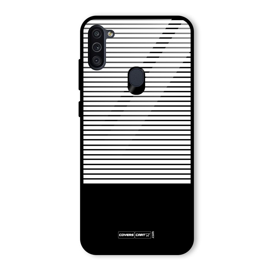 Classy Black Stripes Glass Back Case for Galaxy M11