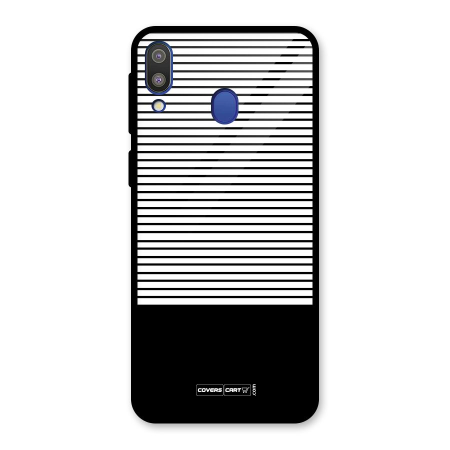 Classy Black Stripes Glass Back Case for Galaxy M20