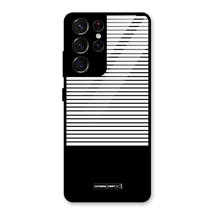 Classy Black Stripes Glass Back Case for Galaxy S21 Ultra 5G