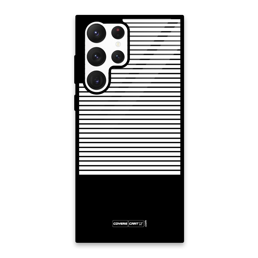 Classy Black Stripes Glass Back Case for Galaxy S22 Ultra 5G