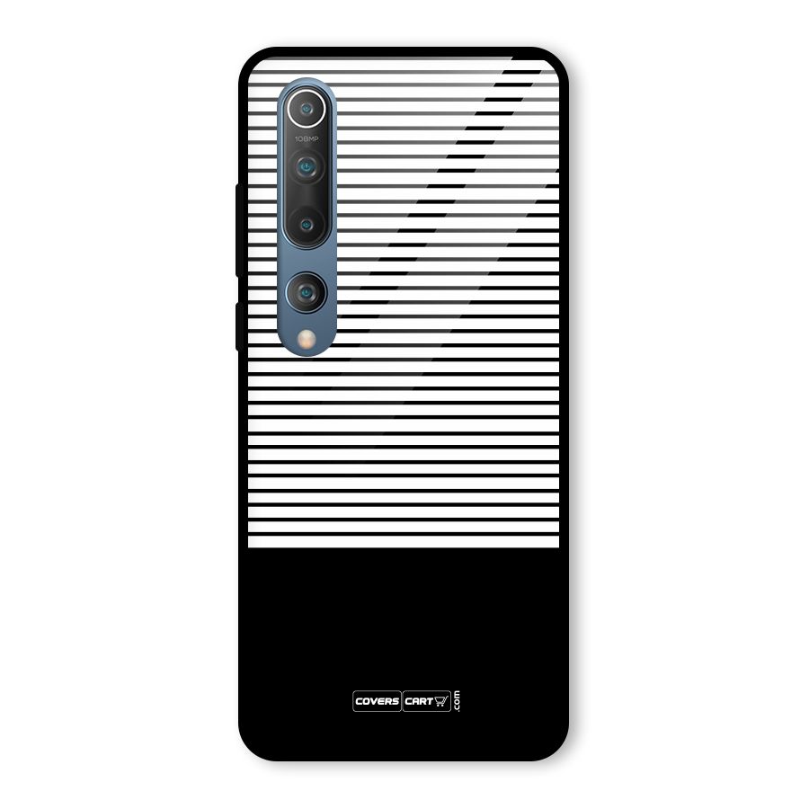 Classy Black Stripes Glass Back Case for Mi 10