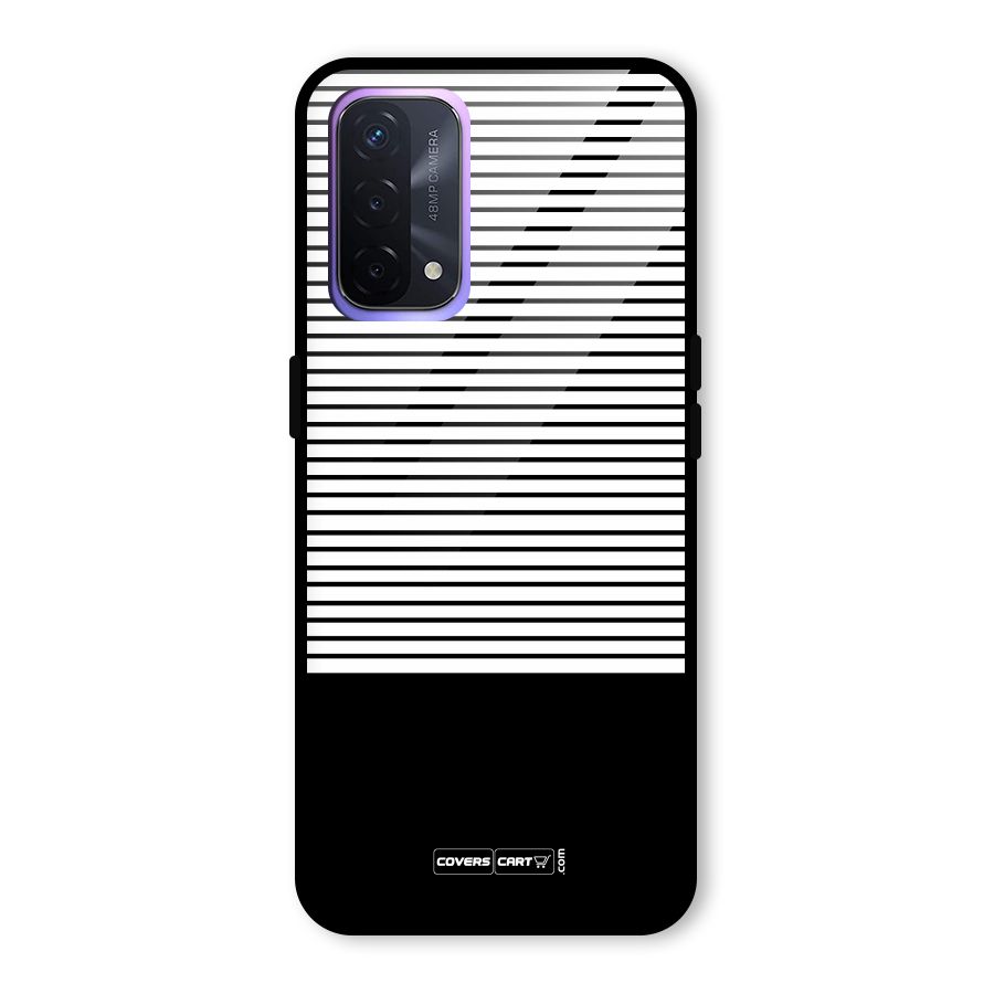 Classy Black Stripes Glass Back Case for Oppo A74 5G