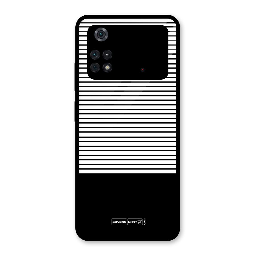 Classy Black Stripes Glass Back Case for Poco M4 Pro 4G
