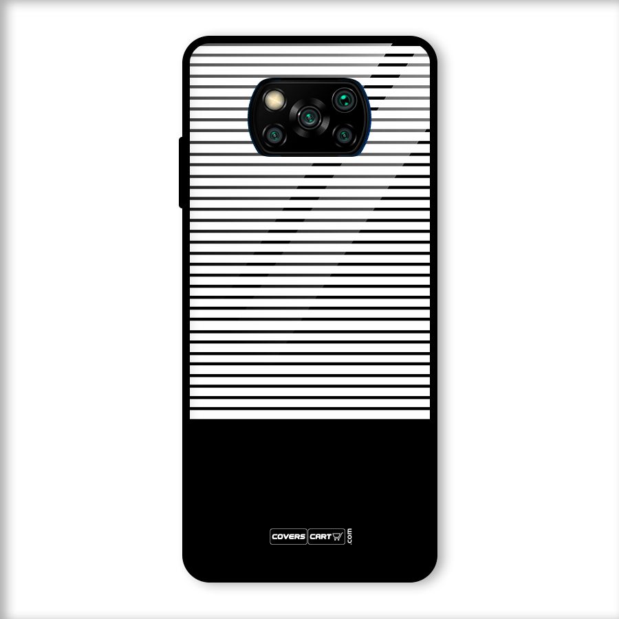 Classy Black Stripes Glass Back Case for Poco X3