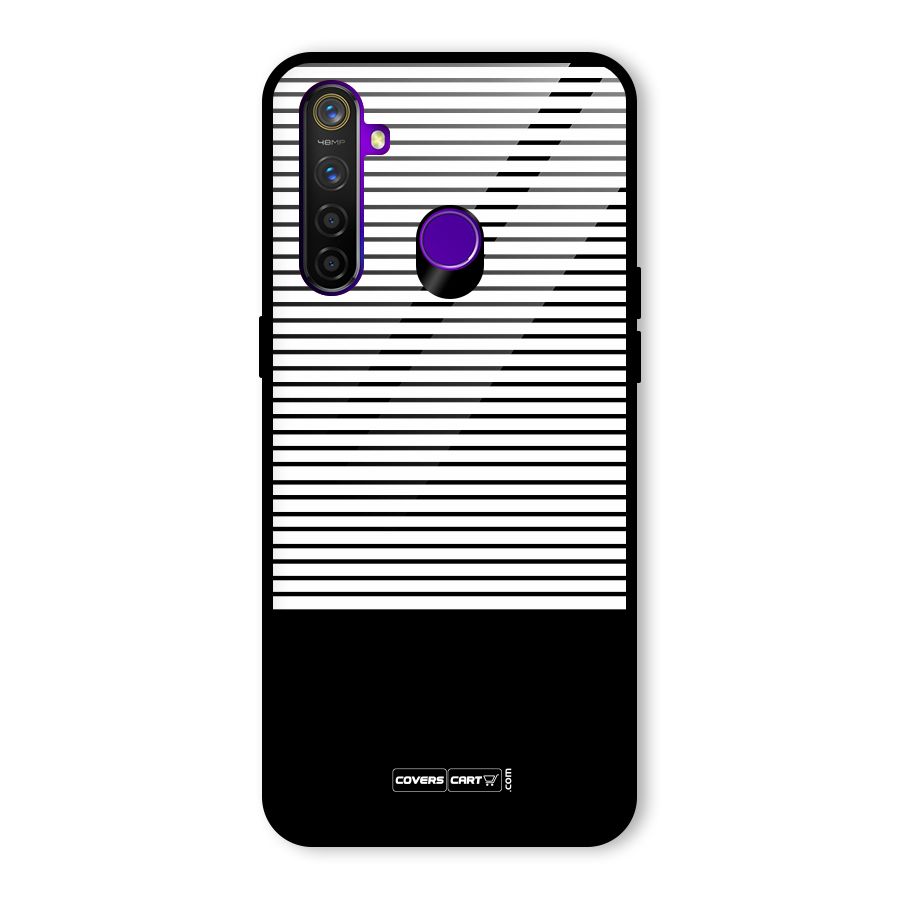 Classy Black Stripes Glass Back Case for Realme 5 Pro