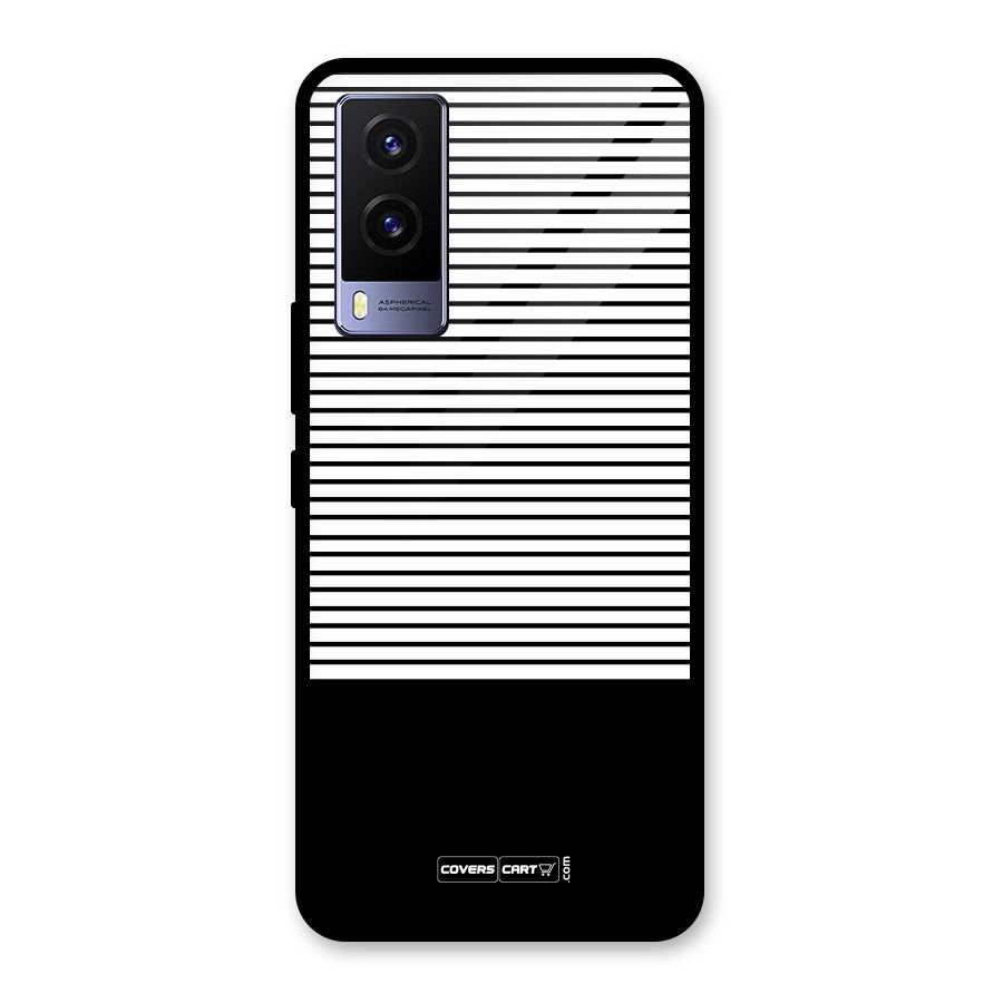 Classy Black Stripes Glass Back Case for Vivo V21e 5G