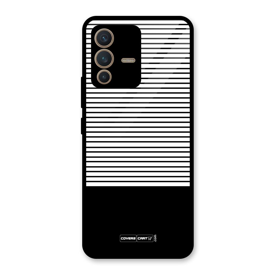 Classy Black Stripes Glass Back Case for Vivo V23 5G