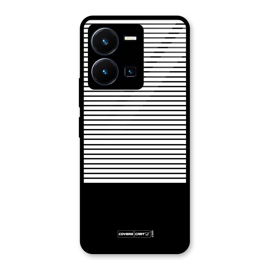Classy Black Stripes Glass Back Case for Vivo Y35