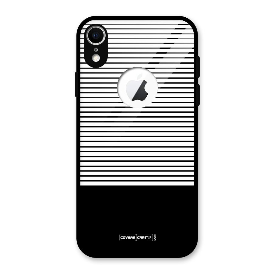Classy Black Stripes Glass Back Case for iPhone XR Logo Cut