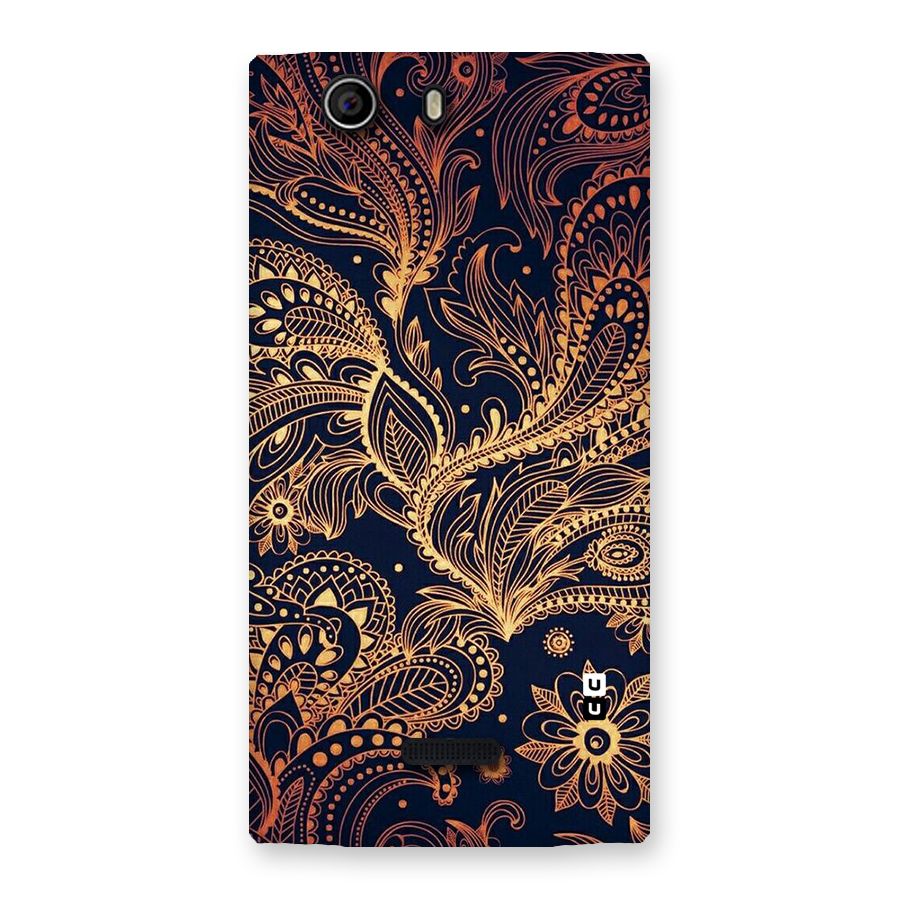 Classy Golden Leafy Design Back Case for Canvas Nitro 2 E311
