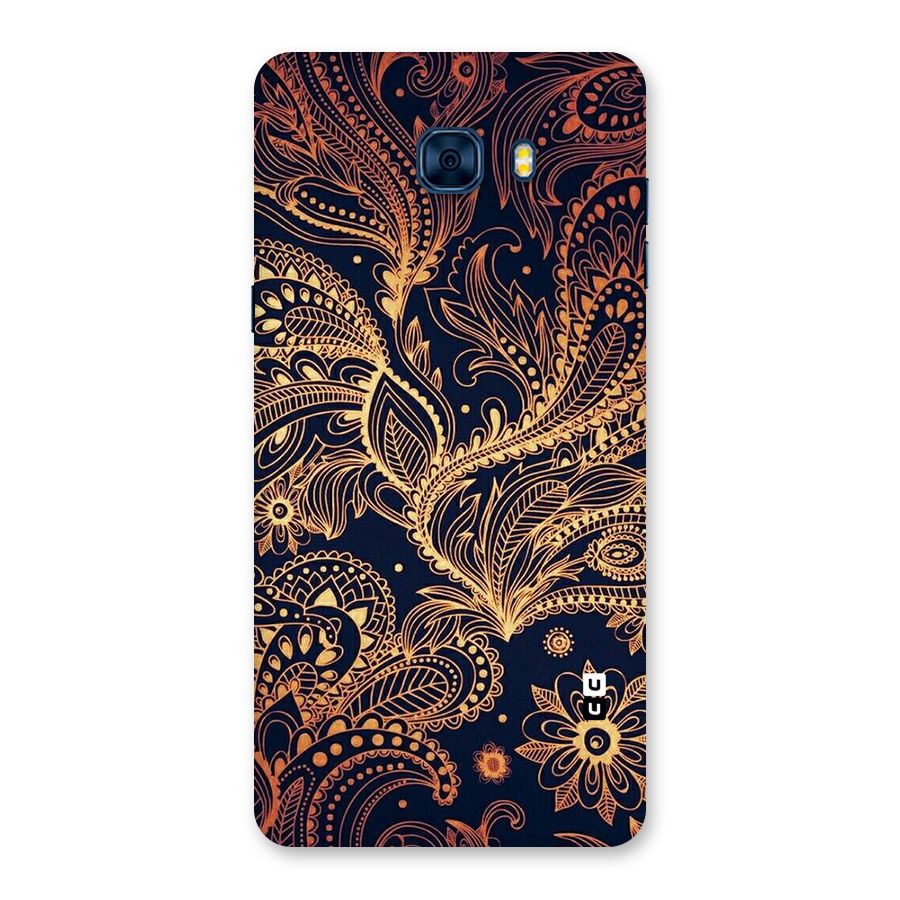 Classy Golden Leafy Design Back Case for Galaxy C7 Pro