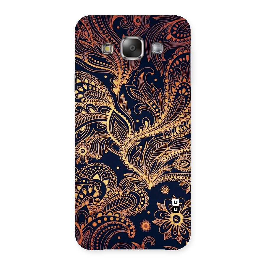 Classy Golden Leafy Design Back Case for Galaxy E7
