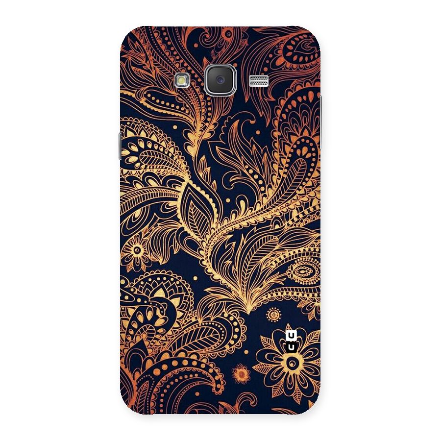 Classy Golden Leafy Design Back Case for Galaxy J7
