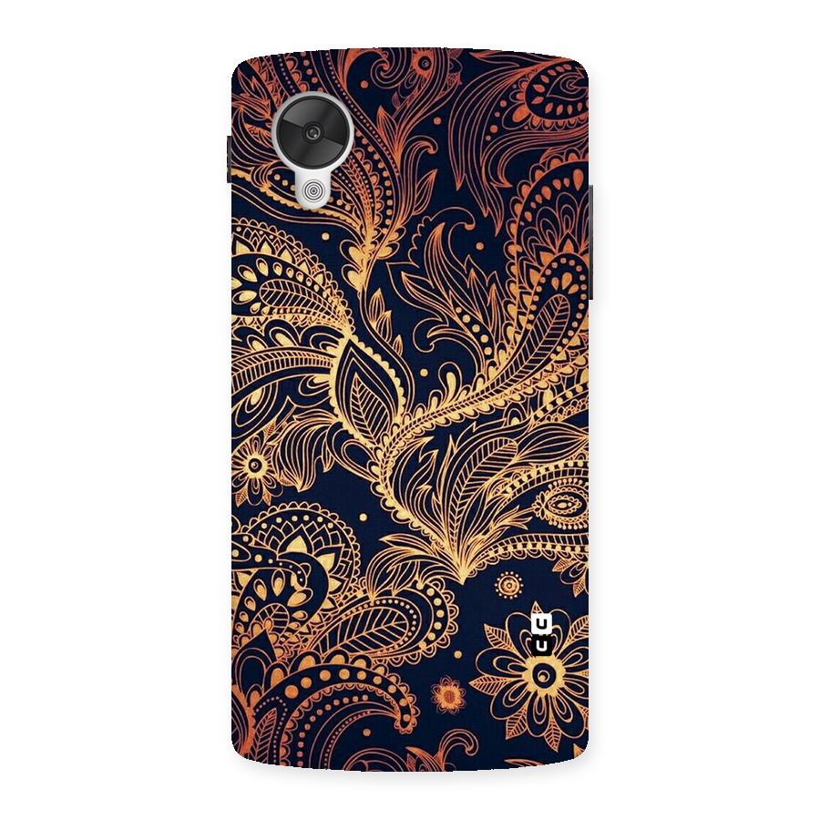 Classy Golden Leafy Design Back Case for Google Nexsus 5