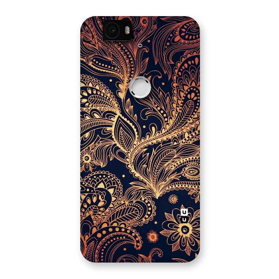 Classy Golden Leafy Design Back Case for Google Nexus-6P