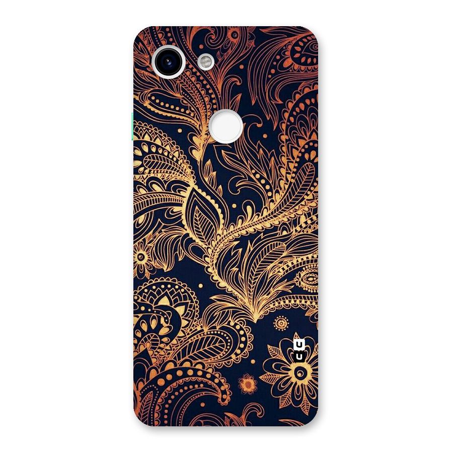 Classy Golden Leafy Design Back Case for Google Pixel 3