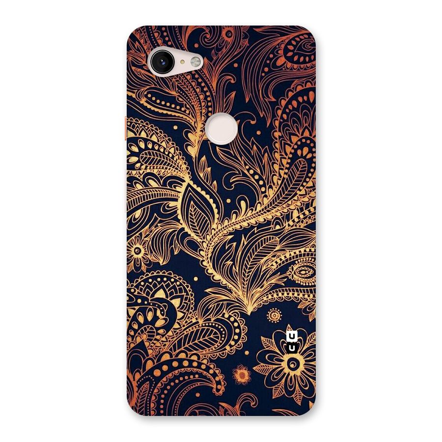 Classy Golden Leafy Design Back Case for Google Pixel 3 XL