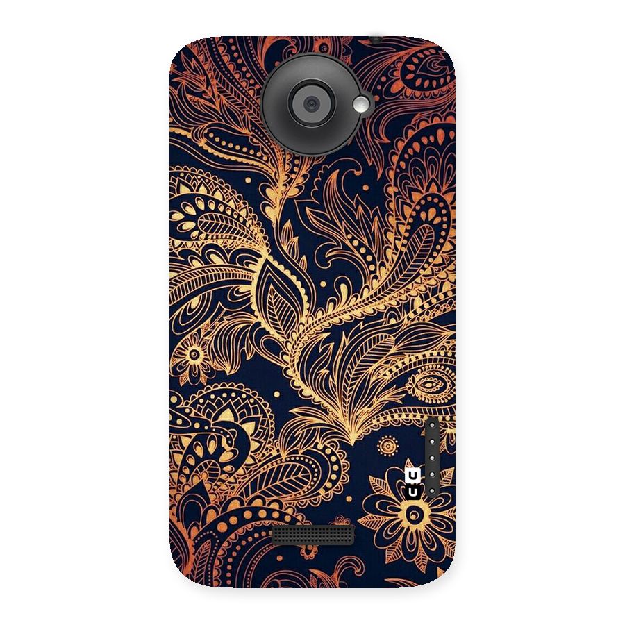 Classy Golden Leafy Design Back Case for HTC One X
