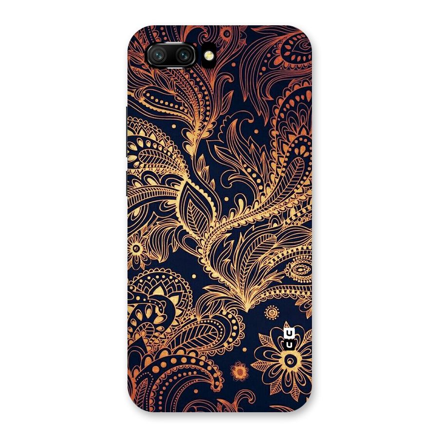 Classy Golden Leafy Design Back Case for Honor 10
