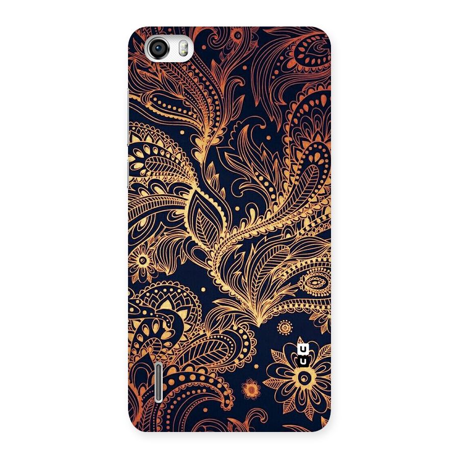 Classy Golden Leafy Design Back Case for Honor 6
