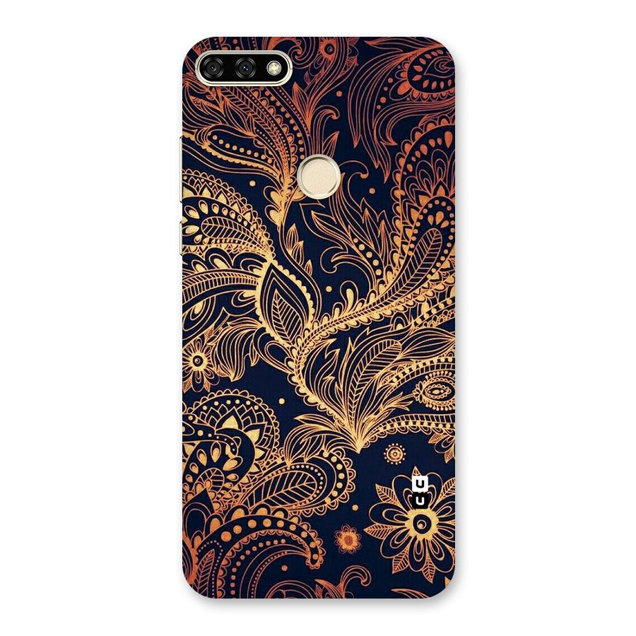 Classy Golden Leafy Design Back Case for Honor 7A