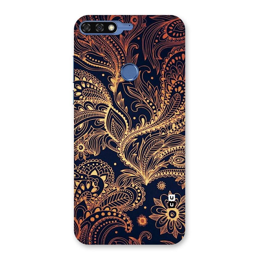 Classy Golden Leafy Design Back Case for Honor 7C