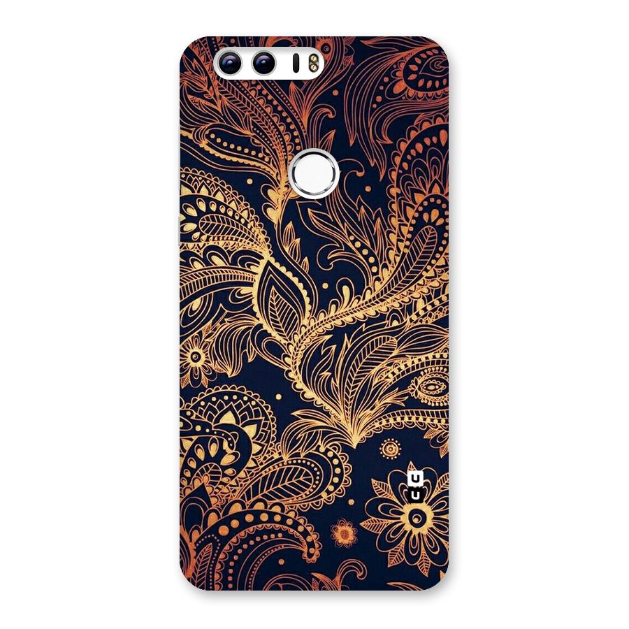 Classy Golden Leafy Design Back Case for Honor 8