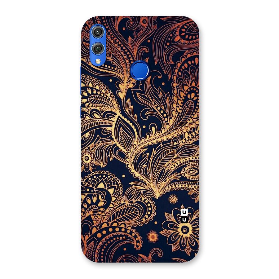 Classy Golden Leafy Design Back Case for Honor 8X