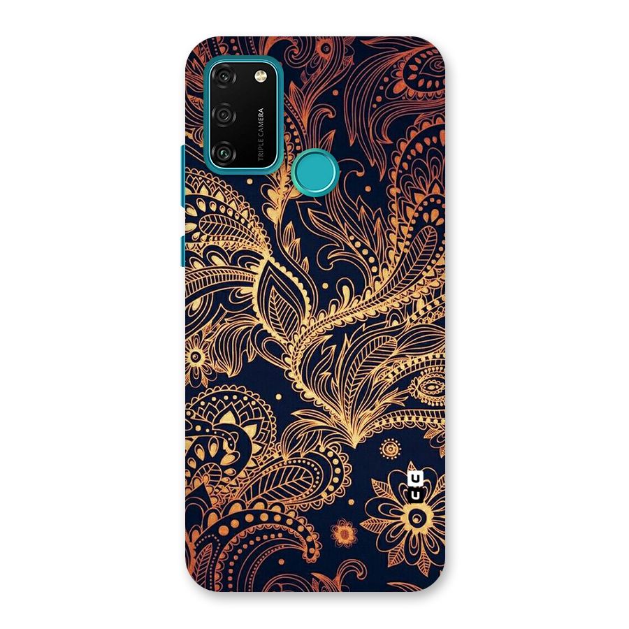 Classy Golden Leafy Design Back Case for Honor 9A